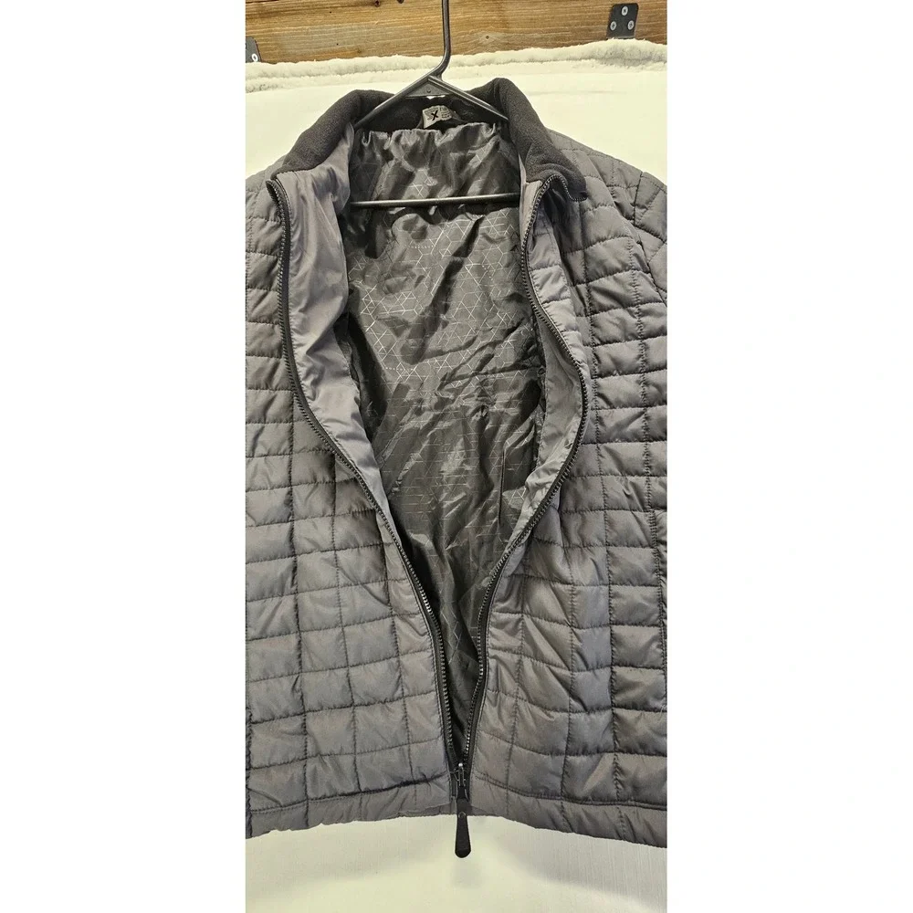ZeroXposur Mens Quilted Puffer Jacket Gray Full Zip Fleece Collar Large
